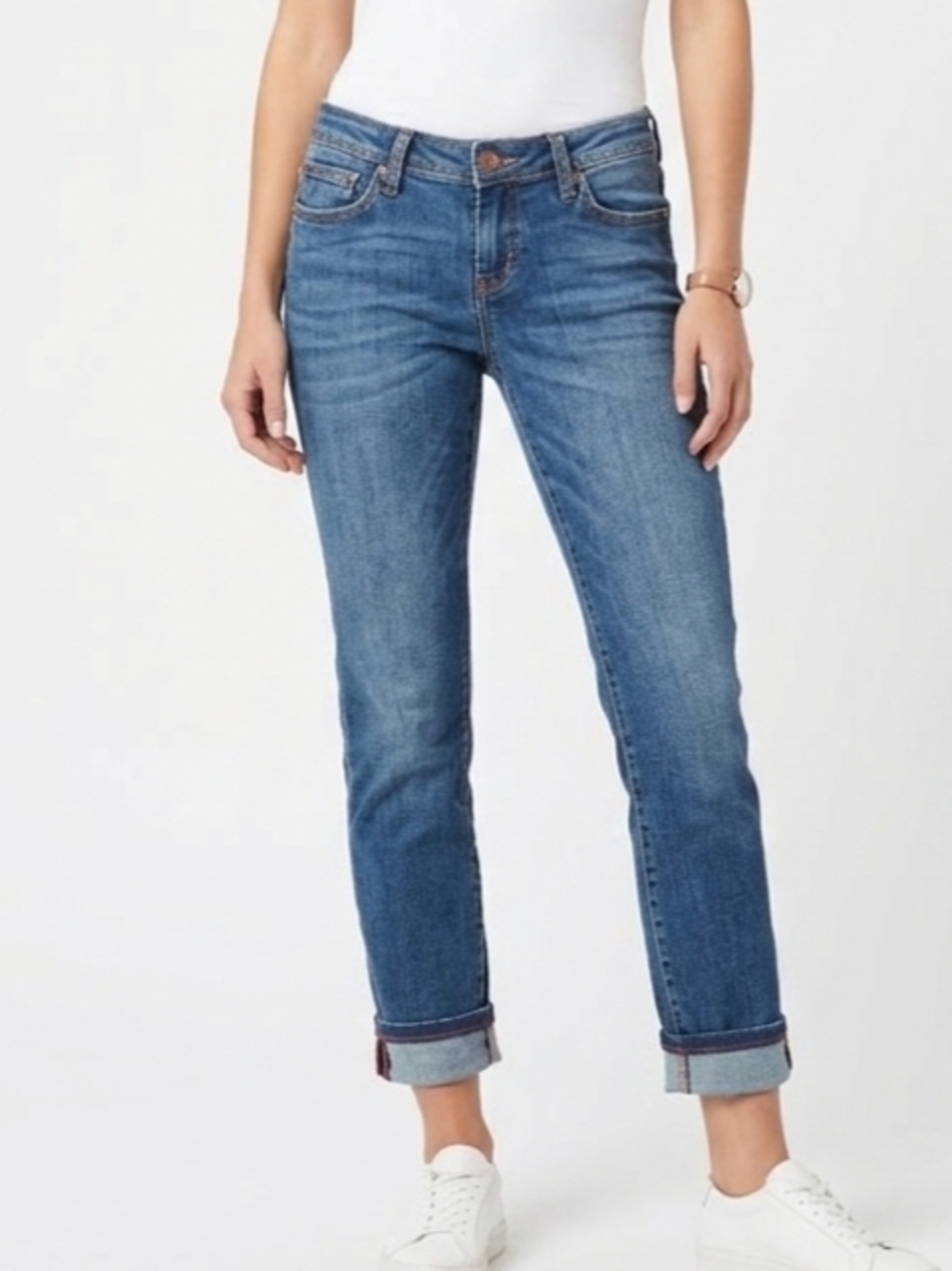 Kut from the Kloth Catherine Boyfriend Cuffed Jeans Size 0 Medium Wash